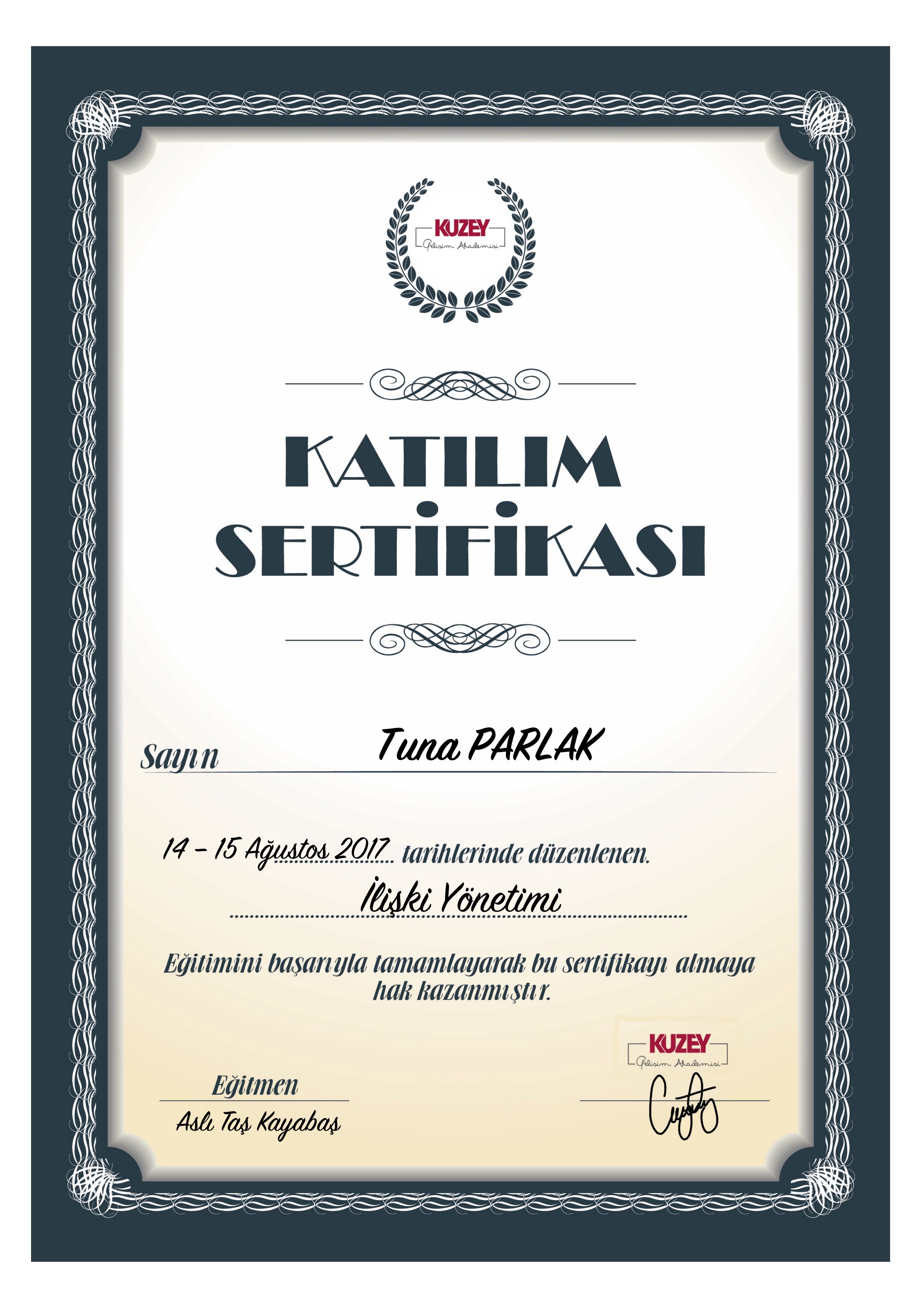 İlişki Yönetimi sertifikası — Kuzey Gelişim Akademisi